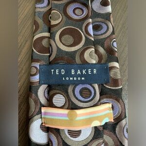 TED BAKER London Men's Tie Mod Retro Geometric Textured 100% Silk Made in USA